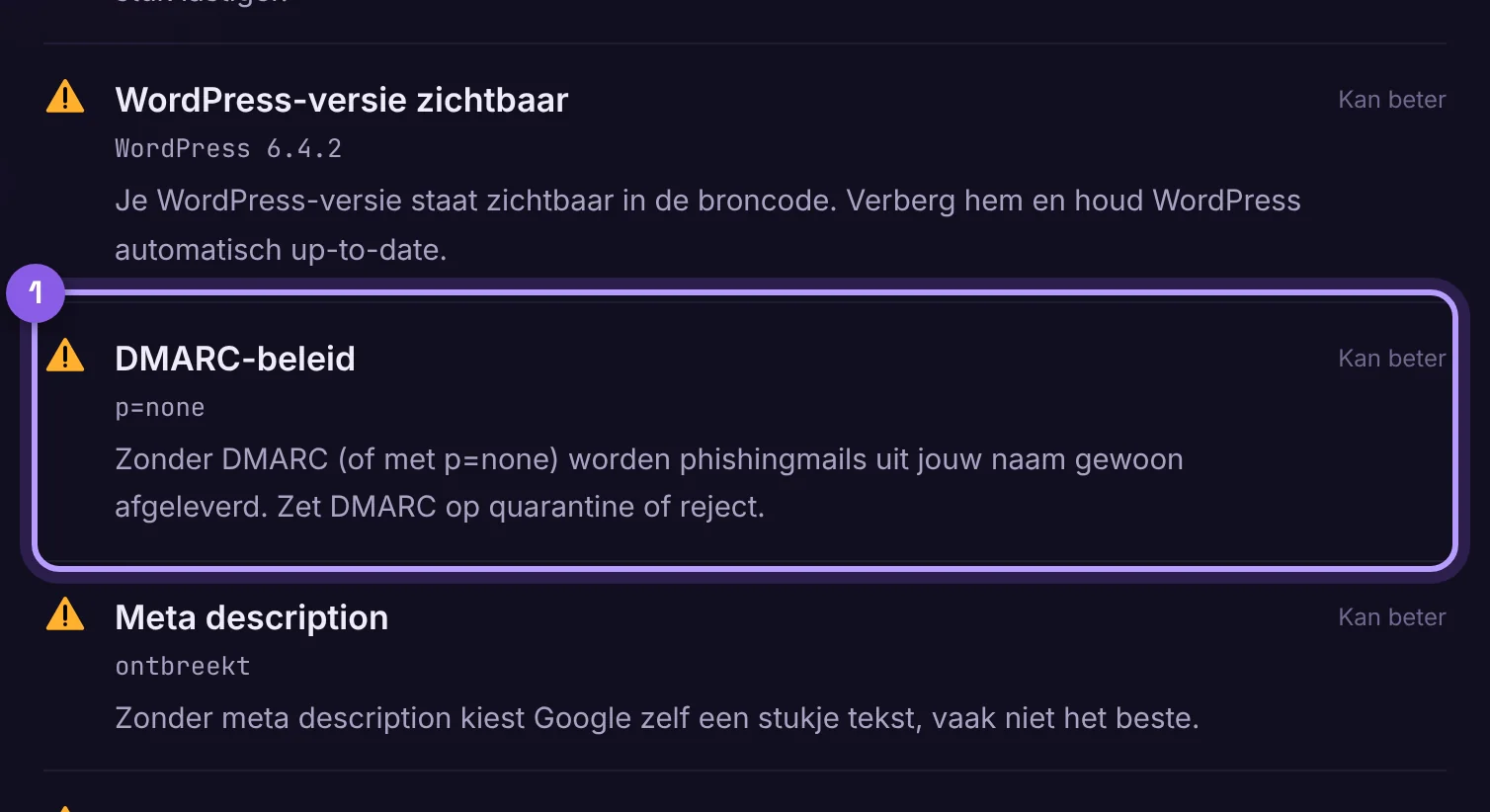 DMARC-controle in de website-check