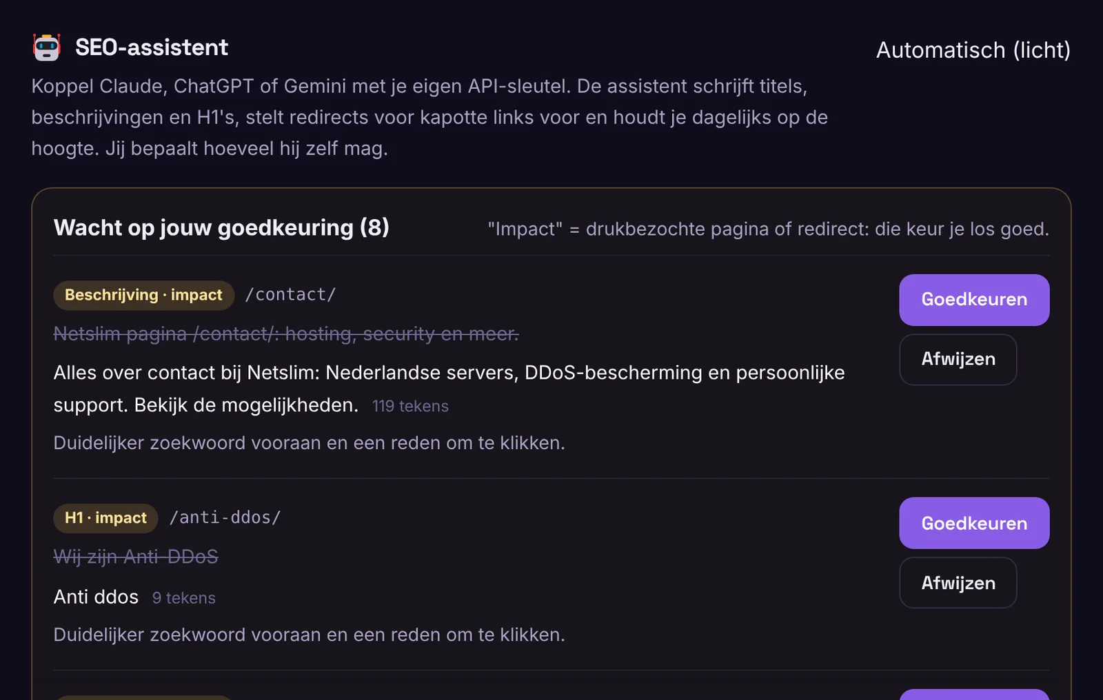 Voorstellen van de SEO-assistent