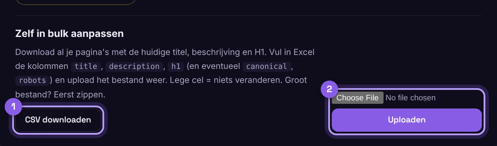 Bulk editing in the customer portal