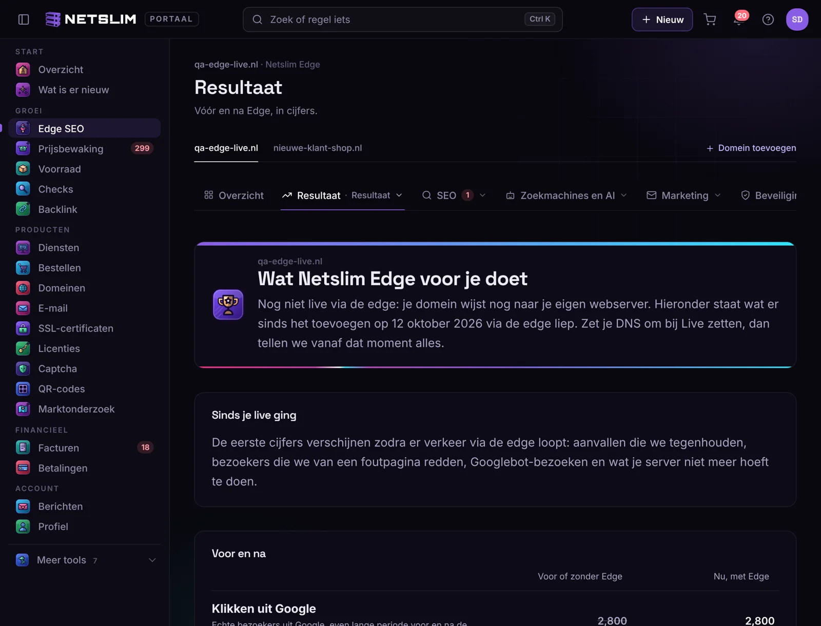 De koppelstappen voor Search Console in het klantportaal