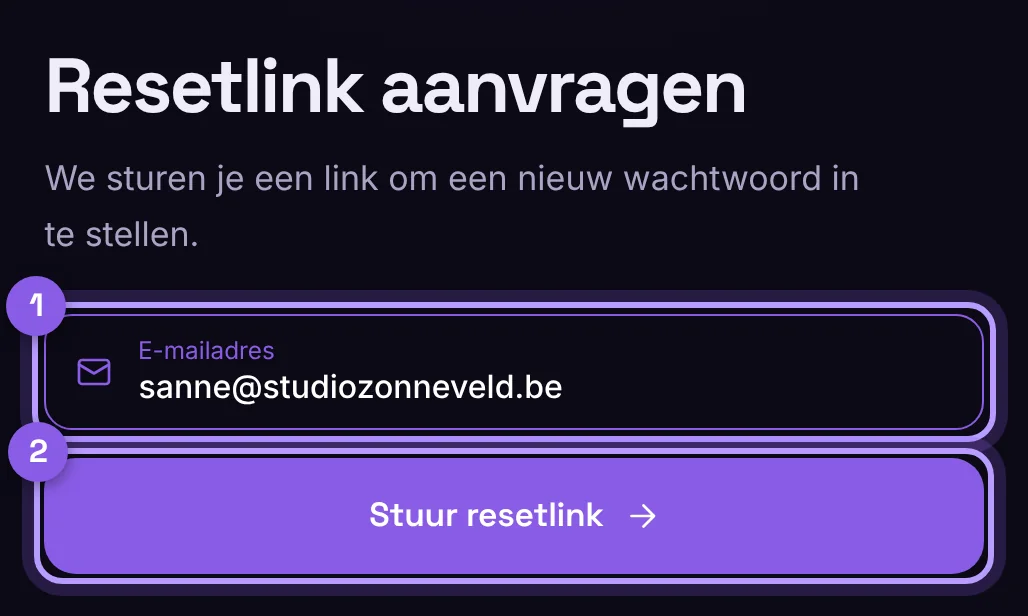Een resetlink aanvragen