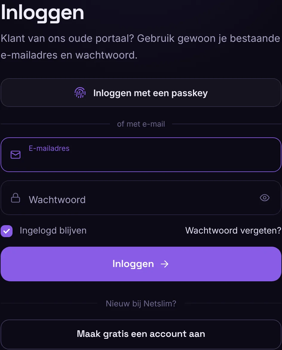 The login page with Log in with a passkey