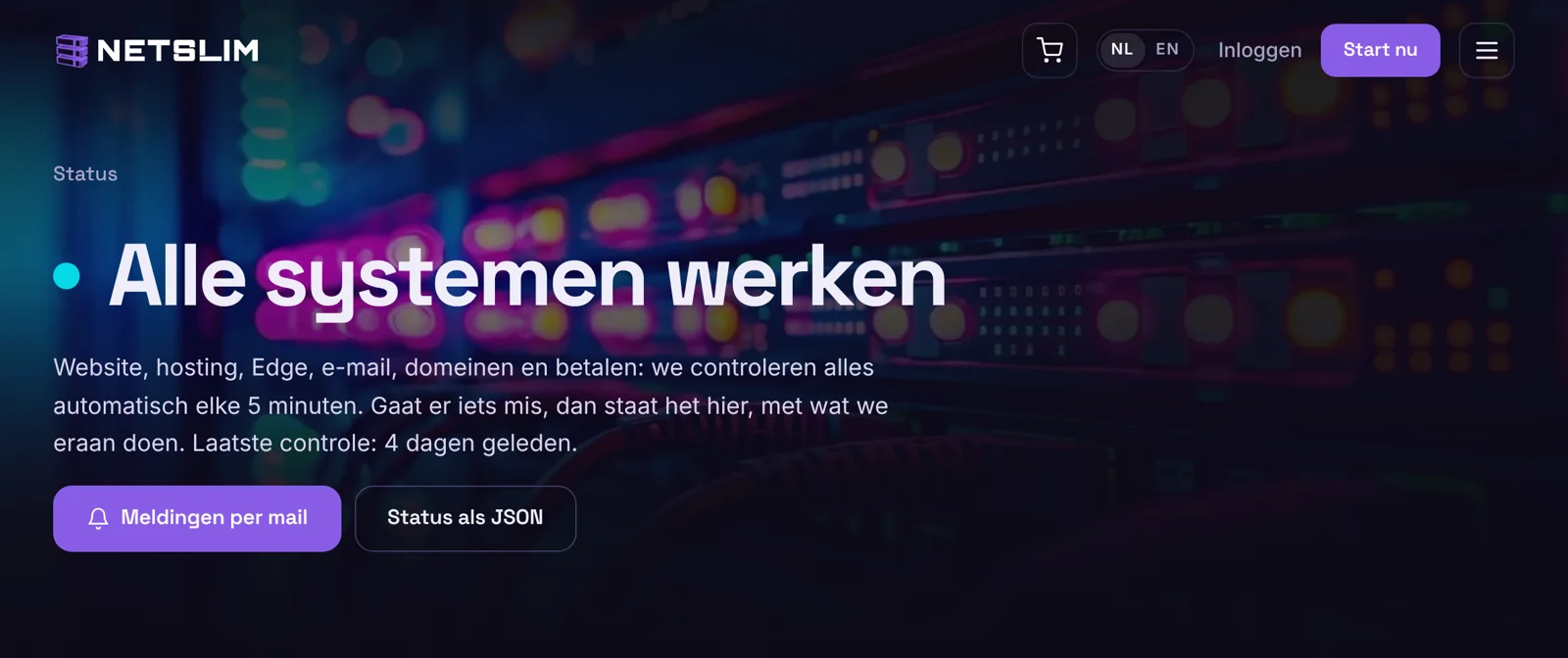 De statuspagina van Netslim