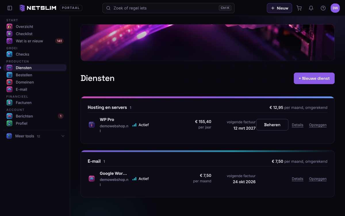 Das Netslim-Portal: Services