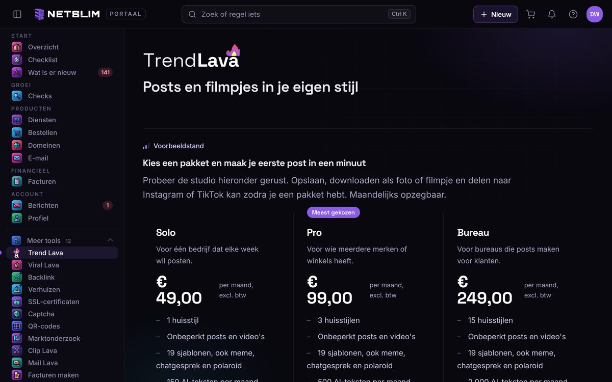 Das Netslim-Portal: Trend Lava