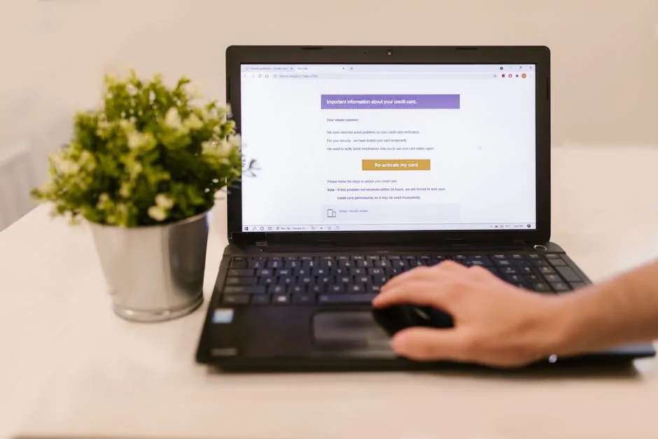 Ondernemer controleert op een laptop de e-mailbeveiliging van zijn domein